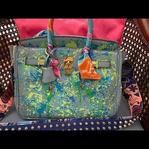 NWT Anca Barbu Ocean Splatter Hand Painted Bianca Satchel